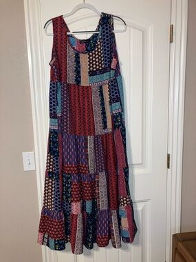 NIP Patchwork Print Sleeveless Maxi Dress - Red Multi XXL